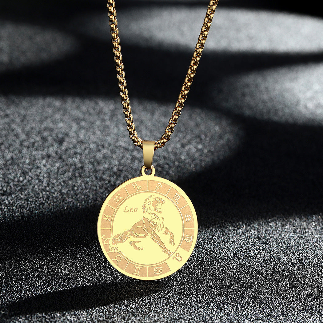 Venta al por mayor collar colgante de acero inoxidable 12 constelaciones